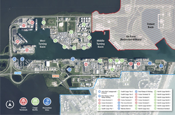 Port facilities map at Port Canaveral
