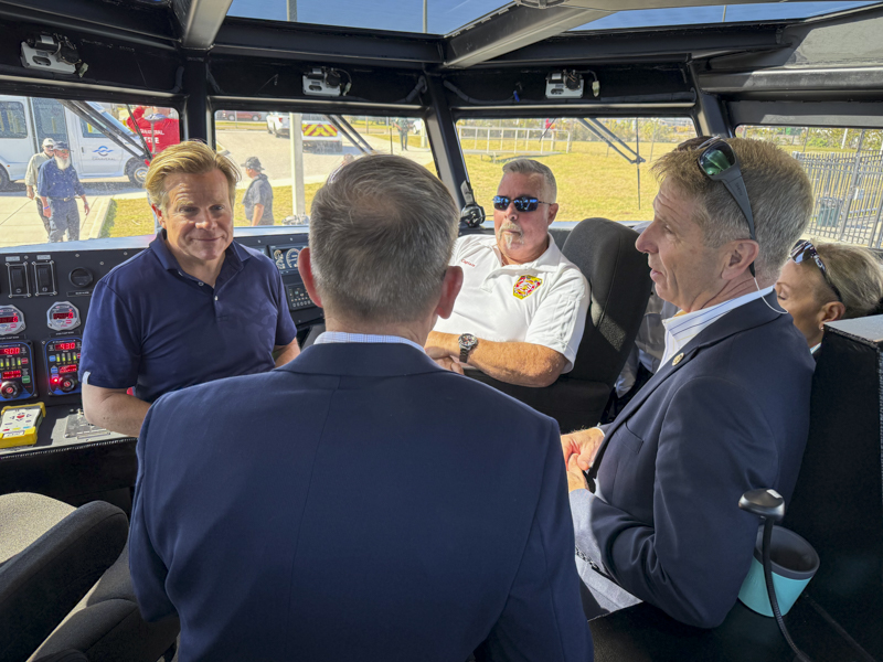 Congressman Mike Haridopolos (FL-8) is shown here aboard Canaveral Fire Rescue’s Fireboat 2 prior to a waterside tour of a $150 million Federal investment in Brevard County