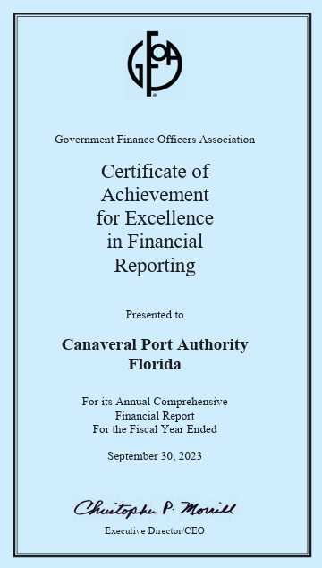 Certificate of Achievement for Excellence in Financial Reporting