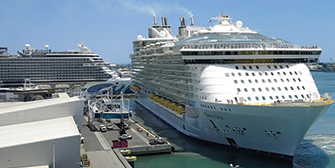 Two cruise ships docked at Port Canaveral cruise terminal.
