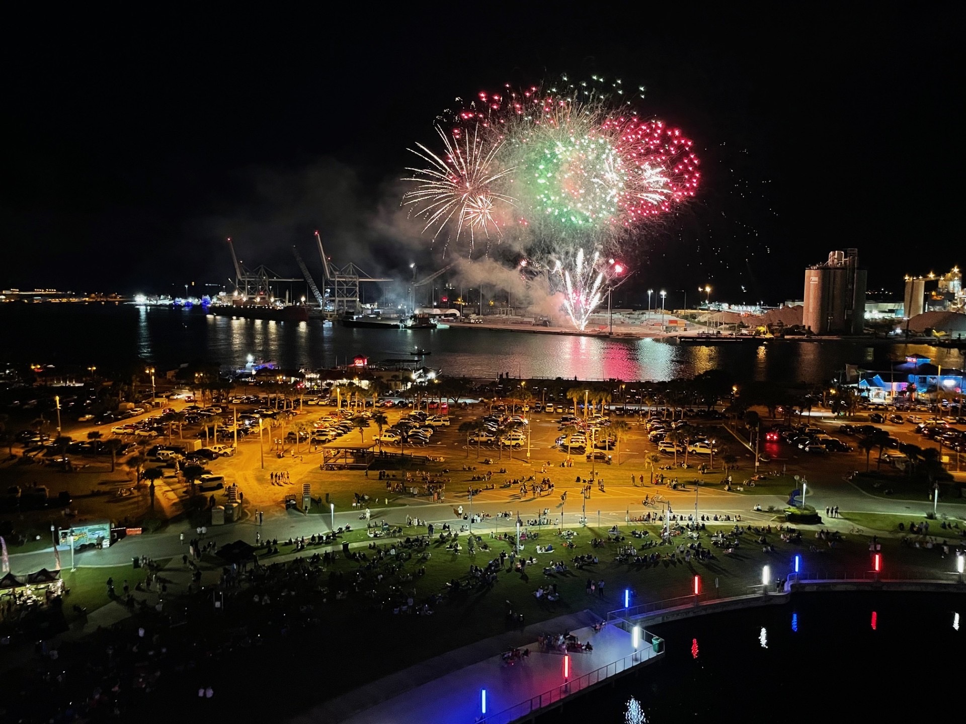 Picture of a fireworks show over Port Canaveral